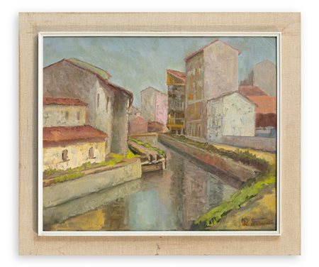RENZO FERRARINI (1928-2001) - Milano. Naviglio Martesana