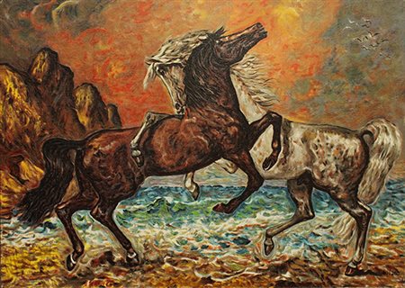 GIOVAN FRANCESCO GONZAGA "Incontro tra cavallo bruno e cavallo bianco"