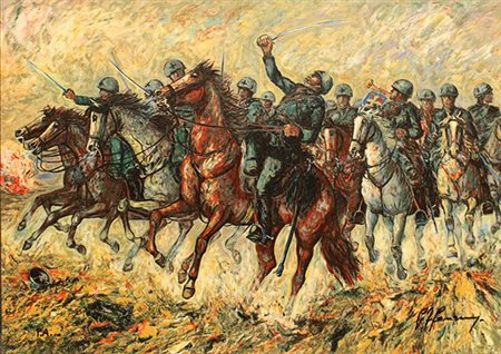 GIOVAN FRANCESCO GONZAGA, "Il III squadrone Savoia carica a Isbuschensky"