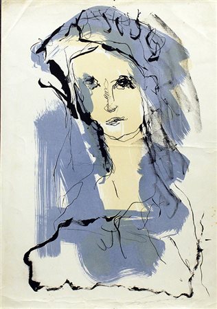 ERNESTO TRECCANI, "Ritratto in azzurro", anni '70