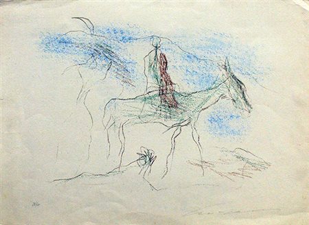 ERNESTO TRECCANI, "Uomo a cavallo", anni '80