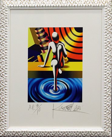 Mark Kostabi "donna in piscina " 2025