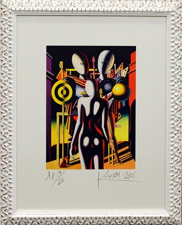 Mark Kostabi " donna con omaggio a de chirico " 2025