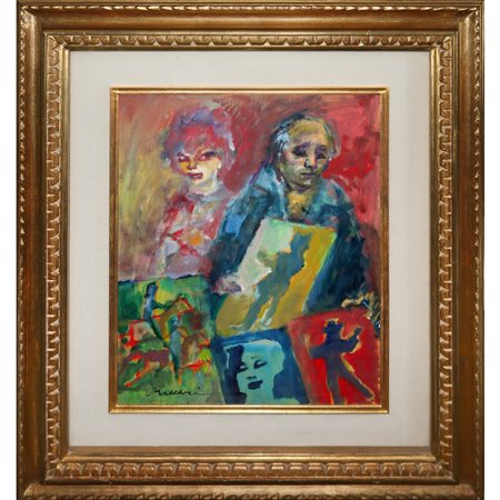 Mino Maccari (Siena 1898 - Roma 1989)  - Autoritratto con figure, 20° secolo