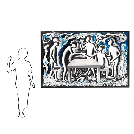 Enrico Baj - Mark Kostabi (Italian 1924 - 2003, Los Angeles 27/11/1960)  - Agreement in a post-human interior, 1992