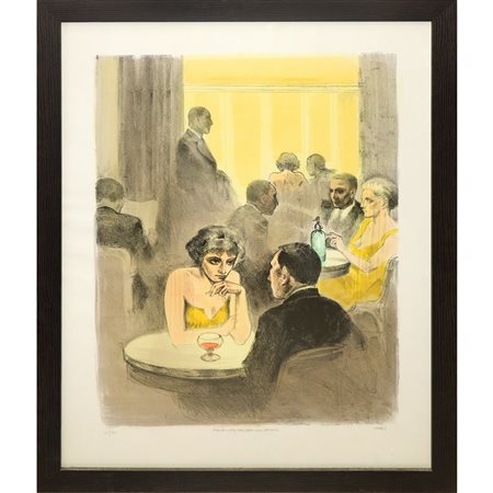 Alberto Sughi (Cesena 1928 - Bologna 2012)  - Interno di un caffè