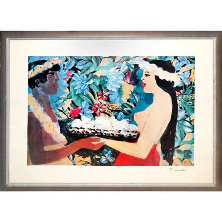 Salvatore Fiume (Comiso 1915 - Milano 1997)  - Le bagnanti, omaggio alla Polinesia