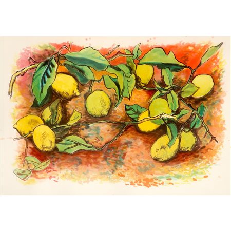 Renato Guttuso (Bagheria 1911 - Roma 1987)  - Natura morta con limoni, 20° secolo