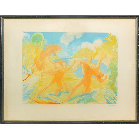 Aligi Sassu (Milano 17/07/1912 - Pollença 17/07/2000)  - Lottatori