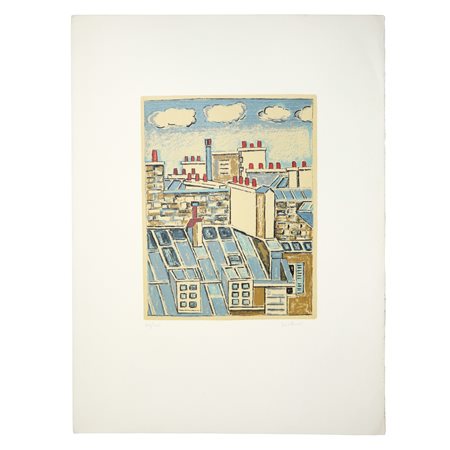 Orfeo Tamburi (Jesi 28 maggio 1910 - Parigi 15 giugno 1994)  - Tetti di Parigi 