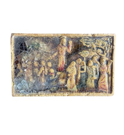 Antica scultura in terracotta, periodo XVIII, raffigurante Scena Biblica....