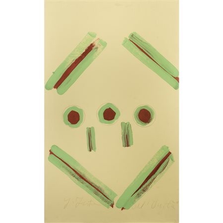 (*) Tano Festa (Roma 1938 - 1988) "All'Unità" 1980-82 70,5x42,5 cm.