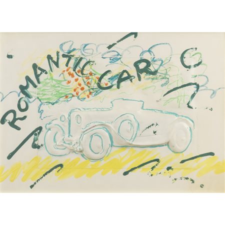 Enrico Manera (Asmara 1947) "Romantic car"  35x50 cm.