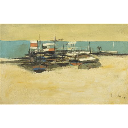 Nicola Simbari (San Lucido 1927 - Frascati 2012) "Diamante Marina" 1959 38x61 cm.