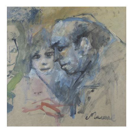 Mino Maccari (Siena 1898 - Roma 1989) "Il poeta" 1981 43x43 cm.