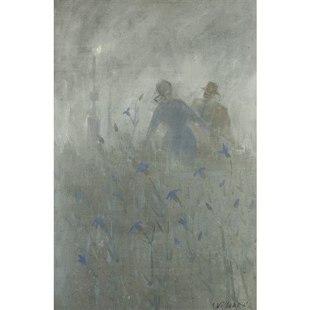 Franco Villoresi (Città di Castello 1920 - Arezzo 1975) "Nei campi" 1955 90x60 cm.