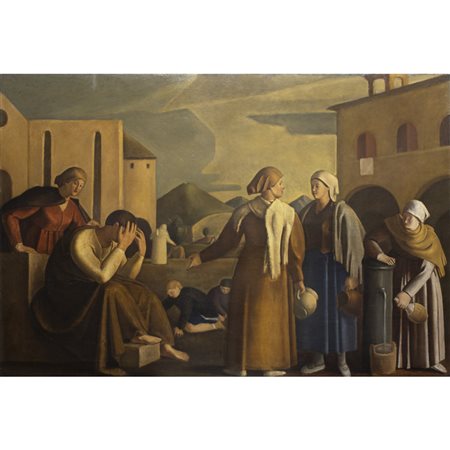 (*) Francesco Di Cocco (Roma 1900 - 1989) "Il pentimento di Pietro" 1927 ca. 100x149 cm.