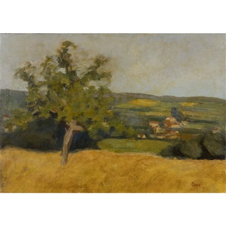 Cipriano Efisio Oppo (Roma 1891 - 1962) "Campagna romana" 1921 32,5x46,5 cm.