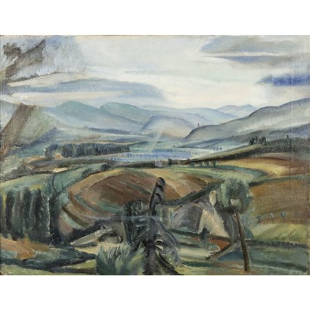 (*) Ferruccio Ferrazzi (Roma 1891 - 1978) "Valle della Bormida" 1926 43x57 cm.