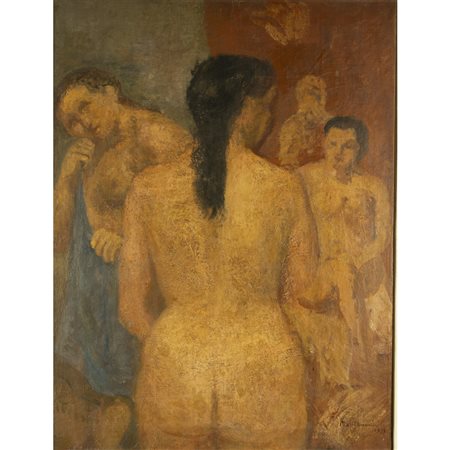 Luigi Montanarini (Firenze 1906 - Roma 1998) "Donne al bagno" 1937 97,5x73 cm.
