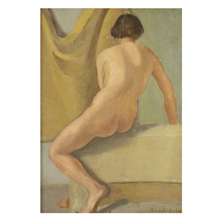 (*) Amleto De Santis (Roma 1908 - 1980) "Nudo di schiena" 1949 35x25 cm.