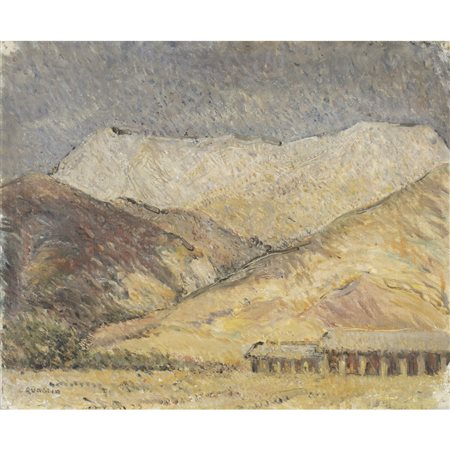 Carlo Quaglia (Terni 1903 - Roma 1970) "Vista dell'Himalaya" anni '40 32,5x39,5 cm.