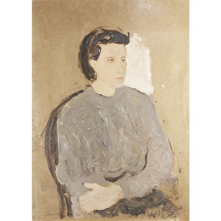 Carlo Quaglia (Terni 1903 - Roma 1970) "Donna seduta" anni '60 70x50 cm.