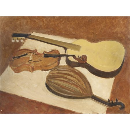 Carlo Quaglia (Terni 1903 - Roma 1970) "Strumenti musicali" anni '50 45x60 cm.