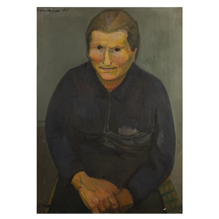 Mario Mafai (Roma 1902 - 1965) "Ritratto di contadina" 1951 70x49,5 cm.