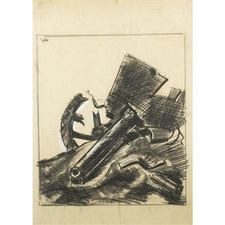 Mario Sironi (Sassari 1885 - Milano 1961) "Il cannone" 1937-38 54x44,5 cm.