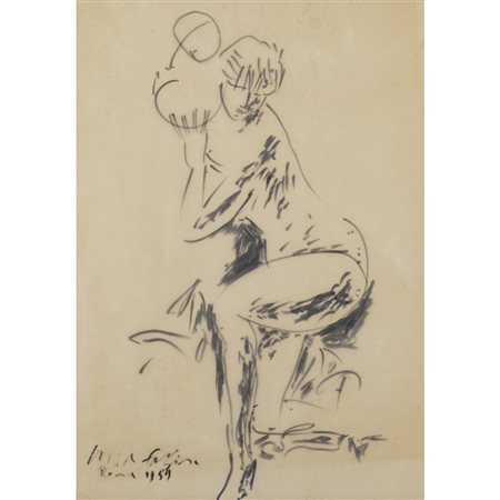 Pericle Fazzini (Grottammare 1913 - Roma 1987) "Nudo di donna" 1955 56x39 cm.