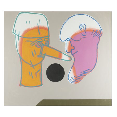 Concetto Pozzati (Vo' 1935 - Bologna 2017) "Bugia di... testa" 2000 70x80 cm.