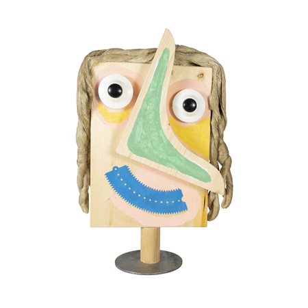 Enrico Baj (Milano 1924 - Vergiate 2003) "Lei" 2001 50x36x15 cm.