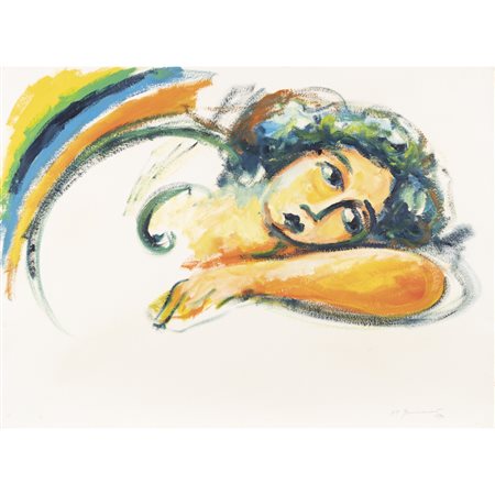 Mimmo Germanà (Catania 1944 - Busto Arsizio 1992) "Senza titolo" 1990 55x74 cm.