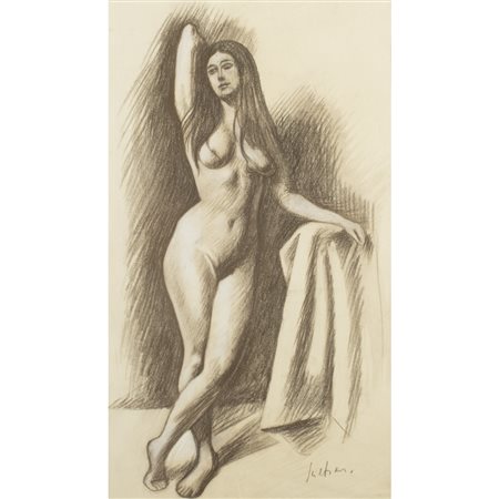 Gregorio Sciltian (Nakhichevan-na-Donu 1900 - Roma 1985) "Nudo femminile" anni '70 46x26 cm.