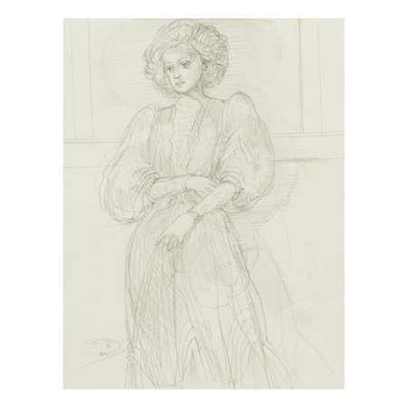 (*) Eugène Berman (Pietroburgo 1899 - Roma 1972) "Figura femminile"  22x17 cm.