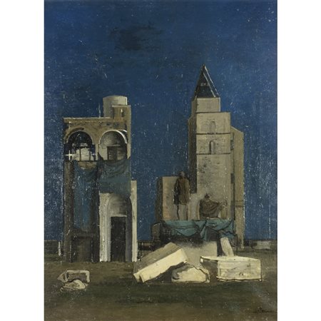 Eugène Berman (Pietroburgo 1899 - Roma 1972) "Nocturne" 1929 99x71,5 cm.
