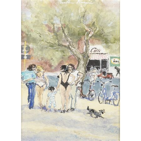 Walter Piacesi (Ascoli Piceno 1929 - Fermignano 2022) "Viale adriatico in estate" 1999 35x25 cm.