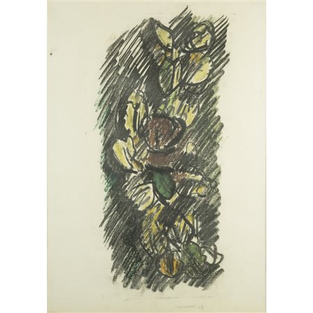 Ennio Morlotti (Lecco 1910 - Milano 1992) "Fiori di cactus" 1969 70x50 cm.