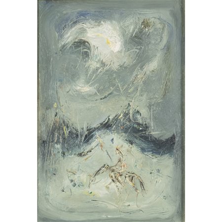 Giovanni Stradone (Nola 1911 - Roma 1981) "Indiano nella notte" 1963 45x30 cm.