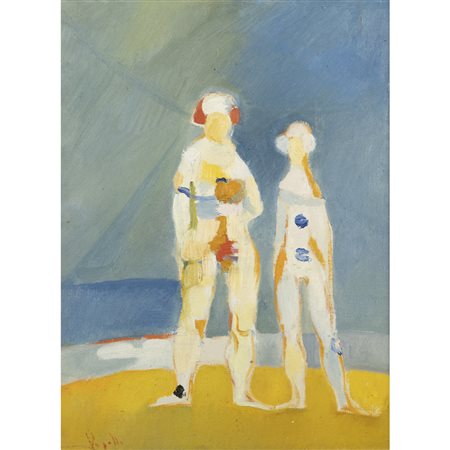 Antonio Vangelli (Roma 1917 - 2004) "Pagliacci" 1956 40x30 cm.