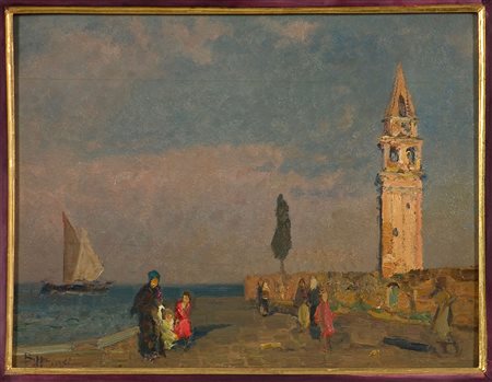 Beppe Ciardi (1875-1932) Mazzorbo, 1920ca Olio su tavola cm 30x40 Firma in...