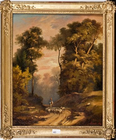 Guglielmo Castoldi (1823-1882) Senza titolo, 1854 Olio su tela cm 55x45 Firma...