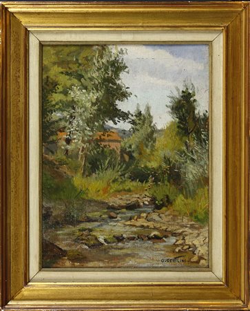 Giorgio Gentilini (1920-1975) Paesaggio agreste Olio su tela cm 40x30 Firma...