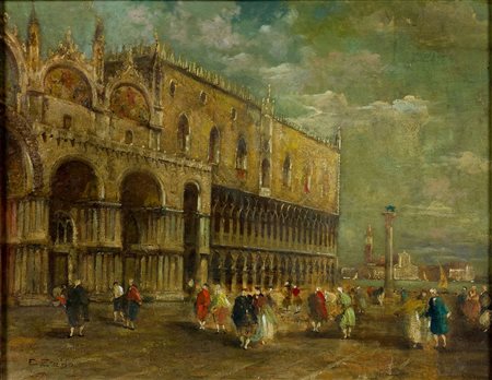 Eugenio Bonivento (Zeno) (1888-1956) Senza titolo (Venezia) Olio su cartone...