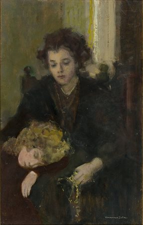 Venanzio Zolla (1880-1961) Senza titolo Olio su cartone cm 56x36 Firma in...