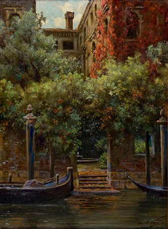 Enrico Nardi (1864-1947) Palazzo Veneziano Olio su tela cm 62x47 Firma in...