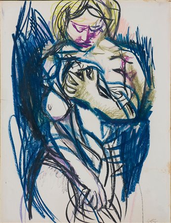 Renato Guttuso (1911-1987) Nudo, 1959 Pastelli e china su carta intelata cm...