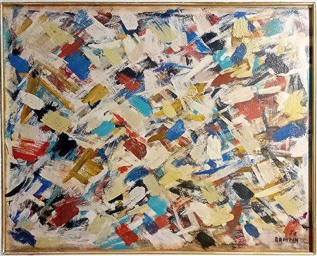 Saverio Rampin (1930-1992) Senza titolo, 1956 Olio su cartone cm 41x51 Firma...
