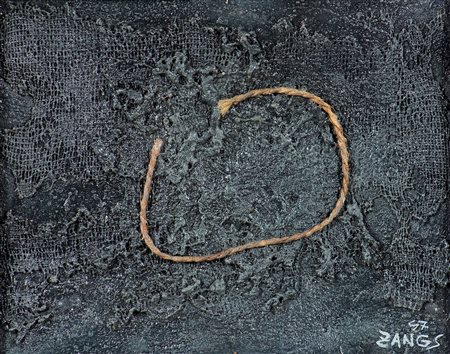 Herbert Zangs (1924-2003) Senza titolo, 1957 Pittura, corda e tela su cartone...